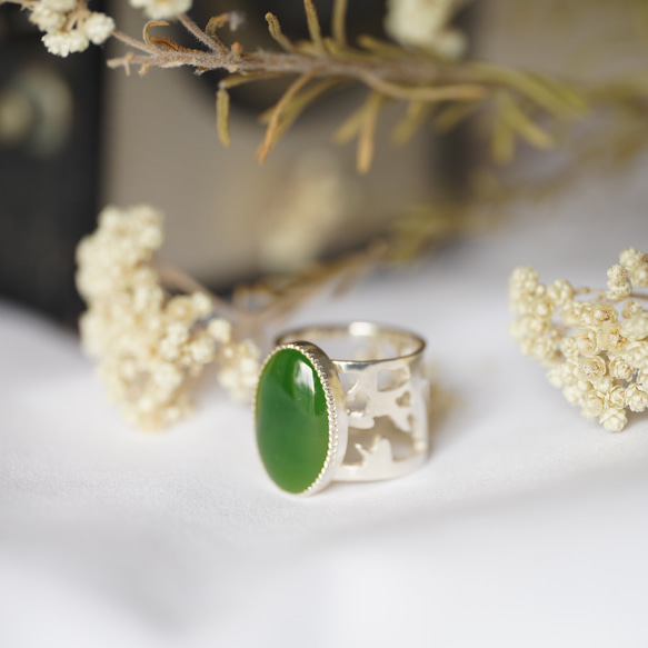 [送料当方負担] SV925 Nephrite Arabesque Ring(RAR09SV_Nep#11) 5枚目の画像