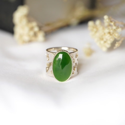 [送料当方負担] SV925 Nephrite Arabesque Ring(RAR09SV_Nep#11) 1枚目の画像