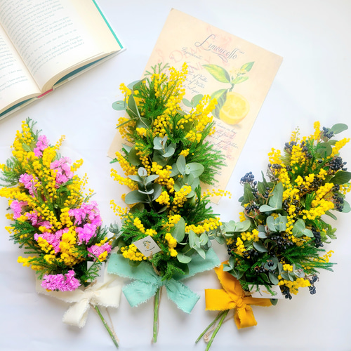 mimosa ミモザとタチカズラのナチュラルスワッグ ガーランド ドライ