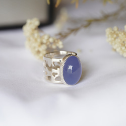 [送料当方負担] SV925 Blue Chalcedony Arabesque Ring(RAR06SV_BC#16) 2枚目の画像