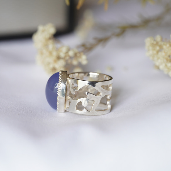 [送料当方負担] SV925 Blue Chalcedony Arabesque Ring(RAR06SV_BC#16) 4枚目の画像