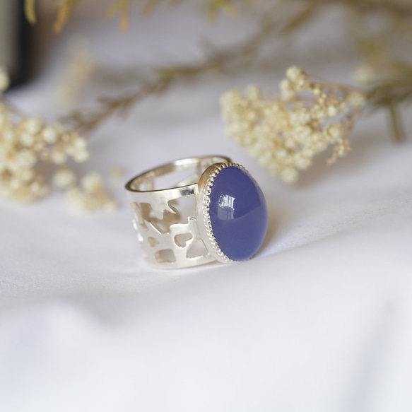 [送料当方負担] SV925 Blue Chalcedony Arabesque Ring(RAR06SV_BC#16) 7枚目の画像