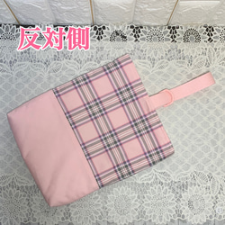 入園入学準備　レッスンバッグ＆上履き入れセット　チェック柄　ピンク 6枚目の画像