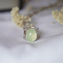 [送料当方負担] SV925 Prehnite Arabesque Ring(RAR002-SV_Pre) 1枚目の画像