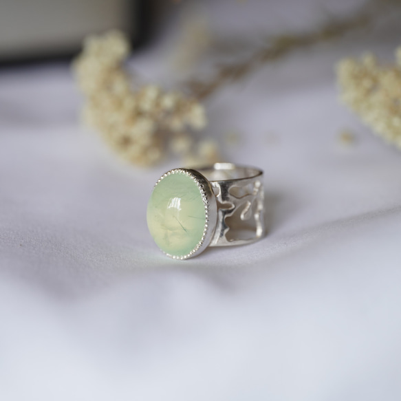 [送料当方負担] SV925 Prehnite Arabesque Ring(RAR002-SV_Pre) 2枚目の画像