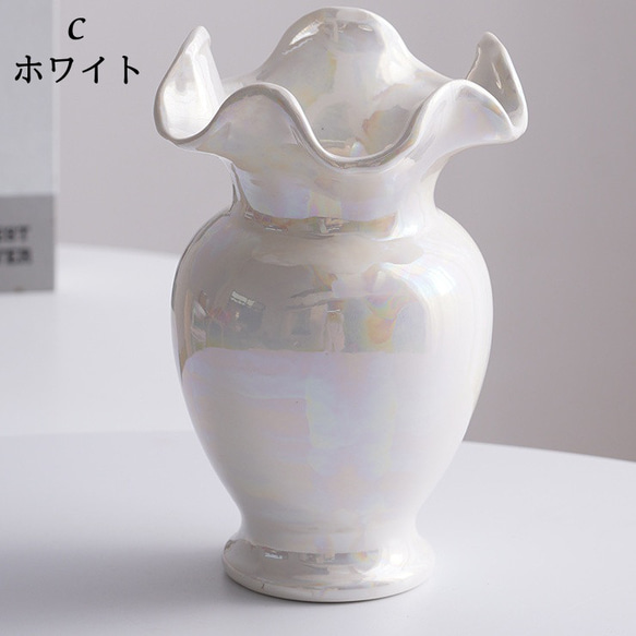 花瓶 フラワーベース 広口 軽い おしゃれ 生花 ドライフラワー 丸型 北欧 セラミック ch-923 4枚目の画像