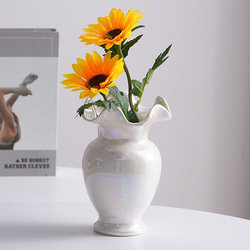 花瓶 フラワーベース 広口 軽い おしゃれ 生花 ドライフラワー 丸型 北欧 セラミック ch-923 7枚目の画像