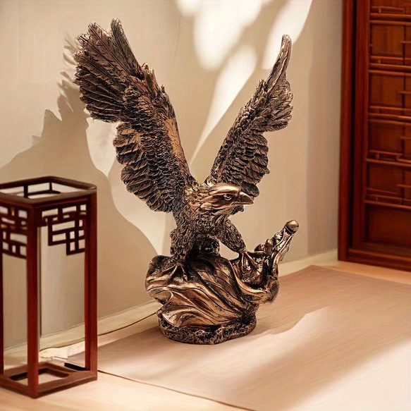置き物 オブジェ イーグル 鷲 ワシ 鳥 羽根 飛び立つ バード アート リビング 玄関 書斎 装飾品 cht-1584 5枚目の画像