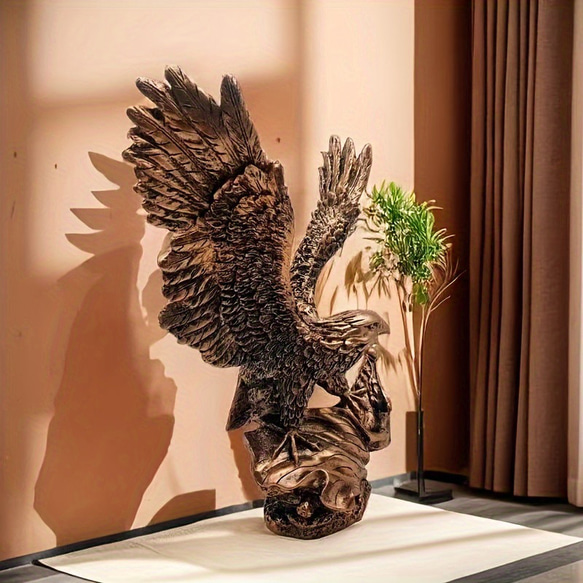 置き物 オブジェ イーグル 鷲 ワシ 鳥 羽根 飛び立つ バード アート リビング 玄関 書斎 装飾品 cht-1584 2枚目の画像