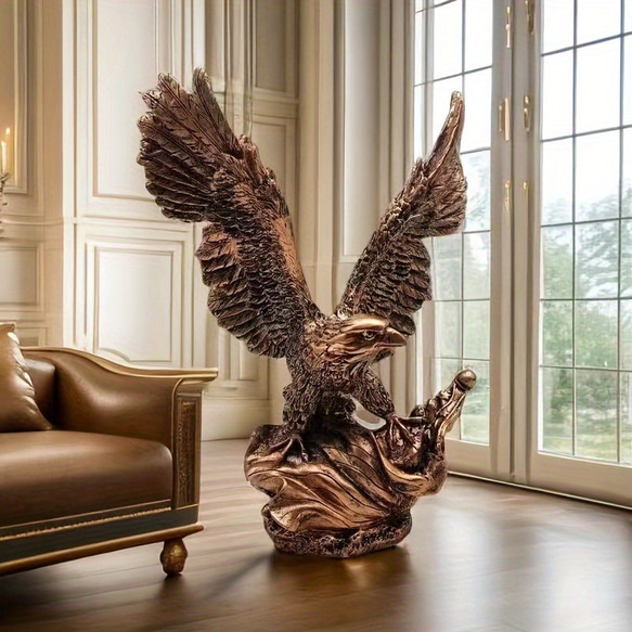 置き物 オブジェ イーグル 鷲 ワシ 鳥 羽根 飛び立つ バード アート リビング 玄関 書斎 装飾品 cht-1584 4枚目の画像