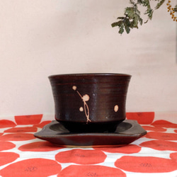 陶器の植木鉢　「和モダンな植木鉢」 受け皿付き 1枚目の画像