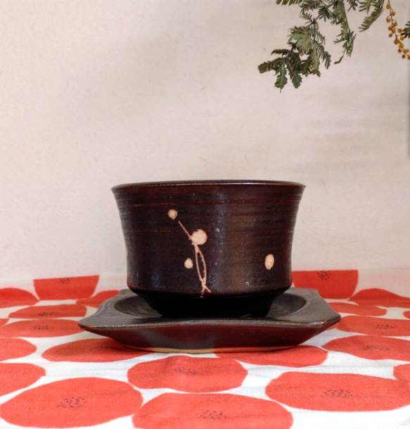 陶器の植木鉢 「和モダンな植木鉢」 受け皿付き 一輪挿し・花瓶・花器