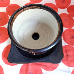 陶器の植木鉢　「和モダンな植木鉢」 受け皿付き 4枚目の画像
