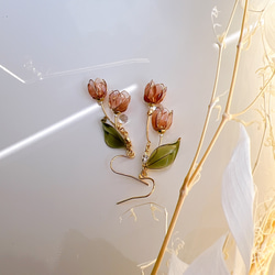 チューリップ -Luccica- ピアス/イヤリング  2輪 ディップアート アメリカンフラワー 春 可愛い プレゼント 10枚目の画像