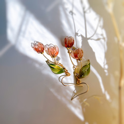 チューリップ -Luccica- ピアス/イヤリング  2輪 ディップアート アメリカンフラワー 春 可愛い プレゼント 11枚目の画像