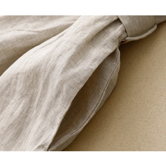 夏の綿麻ワンピース、半袖ワンピース【3色、グリーン、薄いベージュ、ネイビー】ロング丈スカート、ギフト、 7枚目の画像