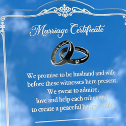 アクリル結婚証明書 縦タイプ  ウェルカムスペース  二次会 3枚目の画像