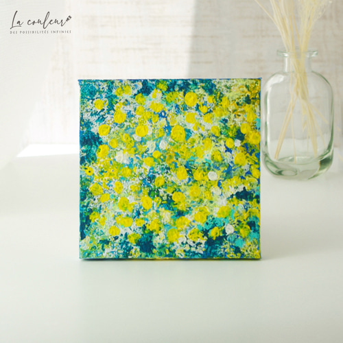 原画】抽象画 ミモザ 10cm角 キャンバス 送料無料 絵画 La 原画】抽象画 ミモザ 10cm角 キャンバス 送料無料 絵画 La