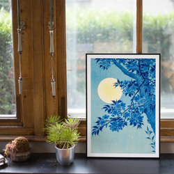 月夜に浮かぶ桜の優美 - 小原古邨作の静謐な世界 月夜の桜 e854 4枚目の画像