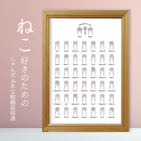 猫好きさんに贈るにゃんだふるな結婚証明書 ウェルカムボード