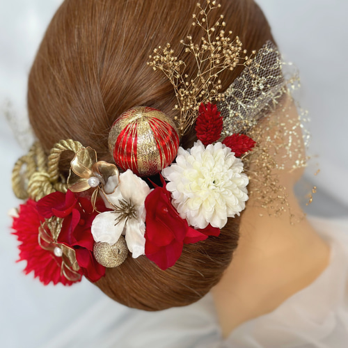 ❤️和装髪飾り【赤】❤️ ♡成人式髪飾り♡白無垢髪飾り♡色打掛髪