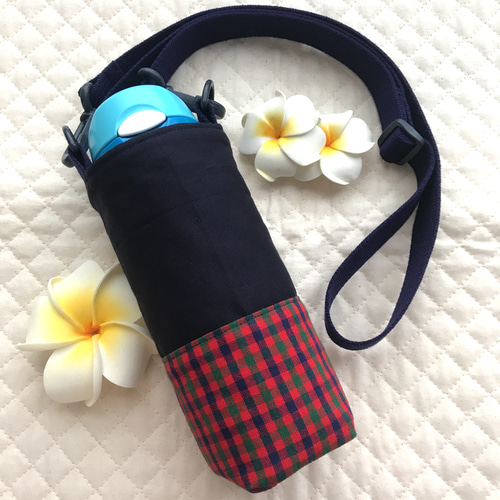 水筒カバー 赤チェック 入園入学 女の子 幼稚園 保育園 小学校  