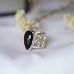 [送料当方負担] SV925 Pear B Onyx Arabesque Ring(RAR10SV_BO#14.5) 2枚目の画像