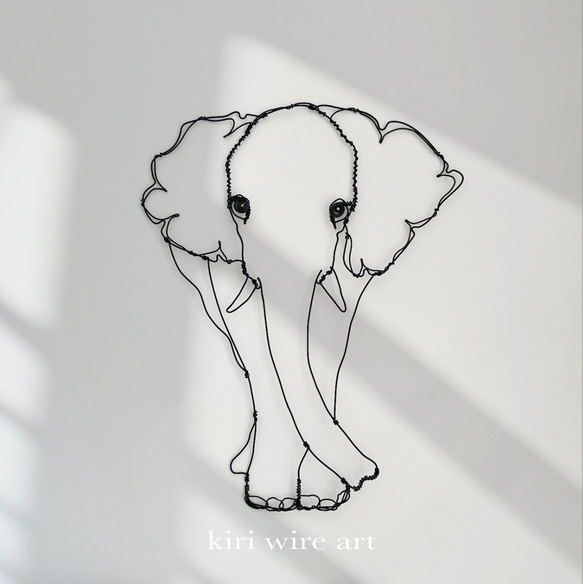 インテリア　アート　ワイヤーアート　オブジェ　象 インテリア アート ワイヤーアート オブジェ 象 象 の親子 ワイヤー