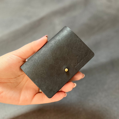 ギボシでとめる三つ折り財布 【ブラック×ターコイズ】 ミニ財布
