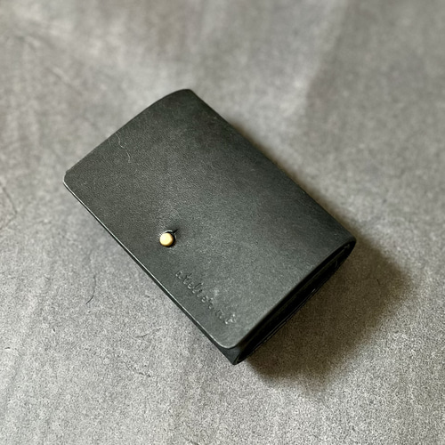 ギボシでとめる三つ折り財布【ブラック】ミニ財布 イタリアン ギボシでとめる三つ折り財布【ブラック】ミニ財布 イタリアン