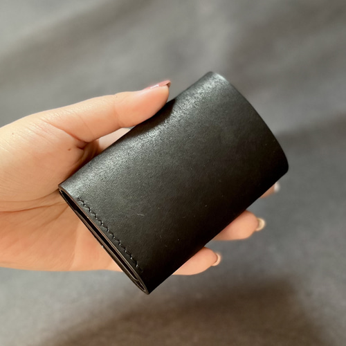 ギボシでとめる三つ折り財布【グレー】ミニ財布 イタリアン