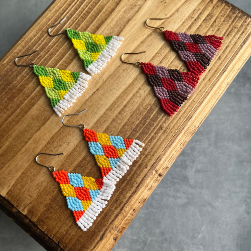 0016-mosaic《nanohana》 ピアス（フック・チェーン） an.atelier445