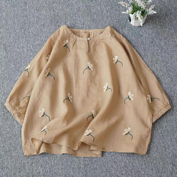 シャツ、トップス、カラムシトップス、ラミーシャツ、麻、ゆったり