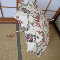 型染め+紗　着物から日傘（傘袋付き） 12枚目の画像