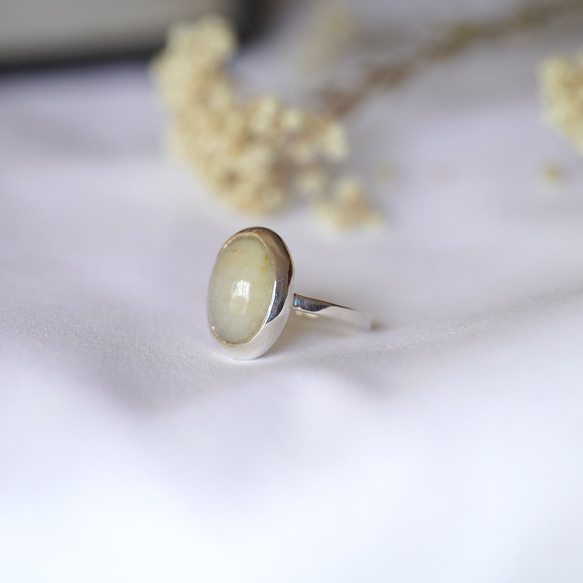 [送料当方負担] SV925 Oval Prehnite Ring(RSV015_Pre) 3枚目の画像