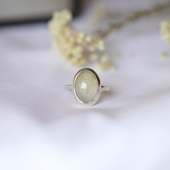 [送料当方負担] SV925 Oval Prehnite Ring(RSV015_Pre) 1枚目の画像