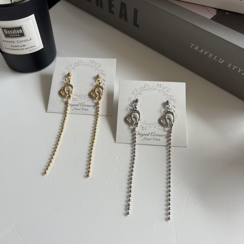 ゴールド】ハート×ボールチェーン 金属アレルギー対応 サージカル  