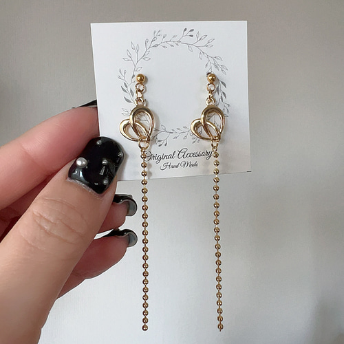 ゴールド】ハート×ボールチェーン 金属アレルギー対応 サージカル  