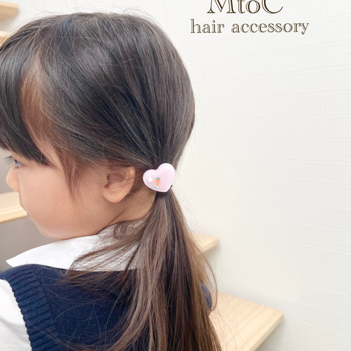 レジン ひよことうさぎのハートヘアゴム キッズ ベビー 】子供
