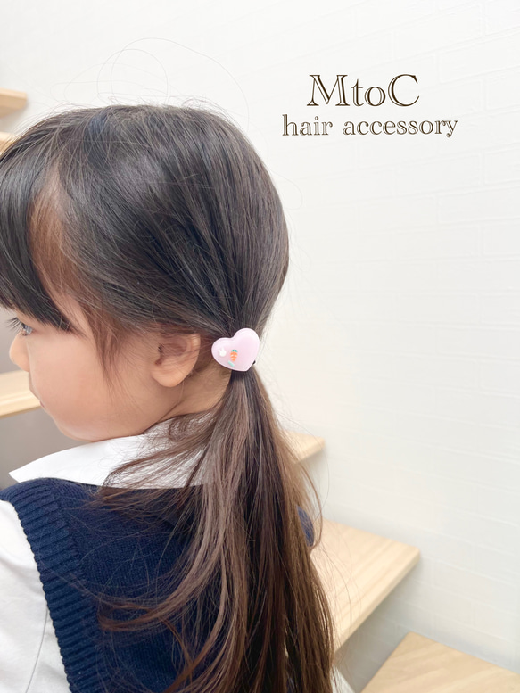 【 レジン　ひよことうさぎのハートヘアゴム　キッズ　ベビー 】子供　ヘアアクセサリー　春　ギフト　幼稚園 6枚目の画像