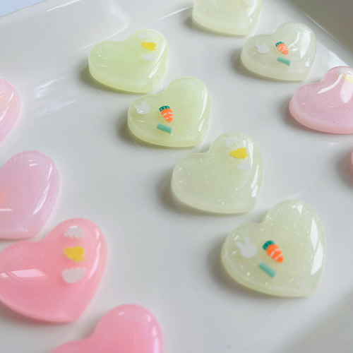 レジン ひよことうさぎのハートヘアゴム キッズ ベビー 】子供