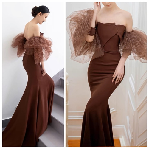 雅やか 黒 カラードレス Vネック 姫袖 美しいバックレース 華やかな  