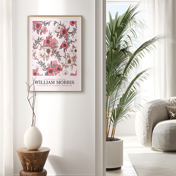 粉紅色花朵威廉莫里斯維多利亞風格室內海報外國藝術/5348 第3張的照片