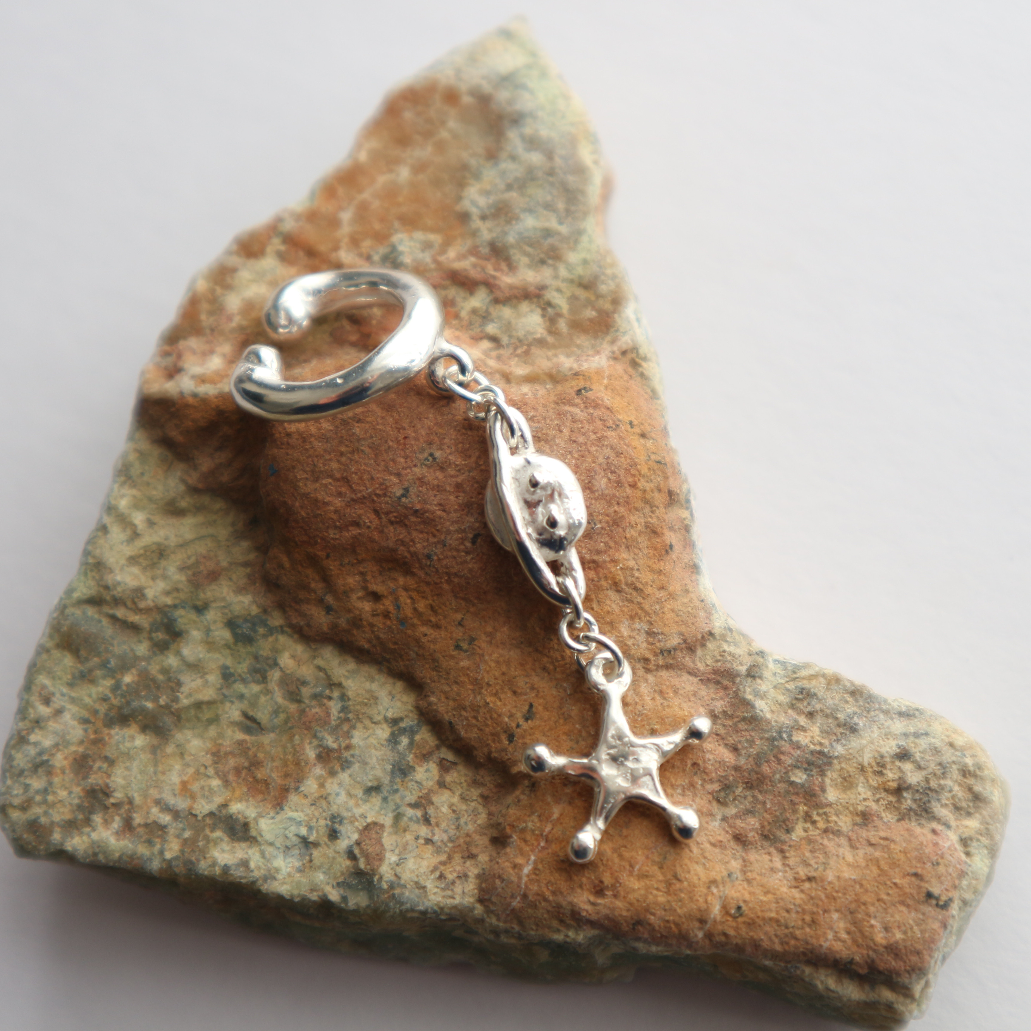 【Silver925】土星と星のミニイヤーカフ＜左耳用＞