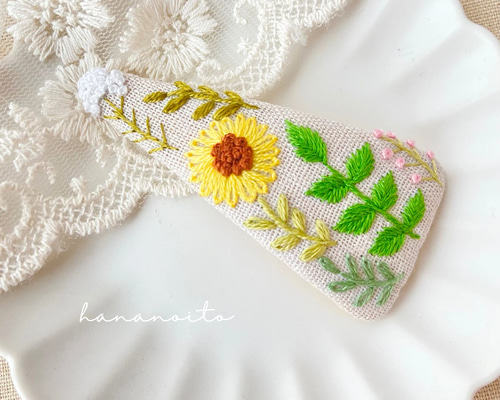 手刺繍のお花パッチンピン フラワーガーデン ヘアピン hananoito 通販