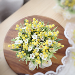 ミモザと小花のBOXアレンジ ❁ 幸せの花 オールラウンド 母の日 誕生日 お祝い アートフラワー Creema限定 5枚目の画像