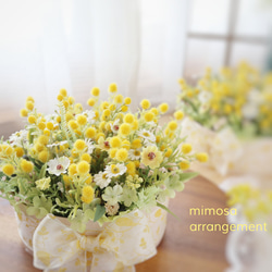 ミモザと小花のBOXアレンジ ❁ 幸せの花 オールラウンド 母の日 誕生日 お祝い アートフラワー Creema限定 6枚目の画像