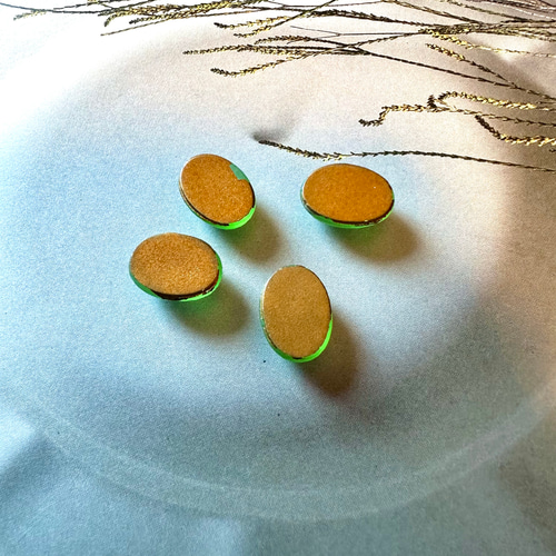 1個 西ドイツ 14×10mm ヴィンテージガラス オーバル フロスト