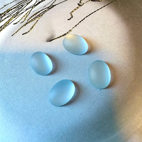 1個 西ドイツ 14×10mm ヴィンテージガラス オーバル フロスト