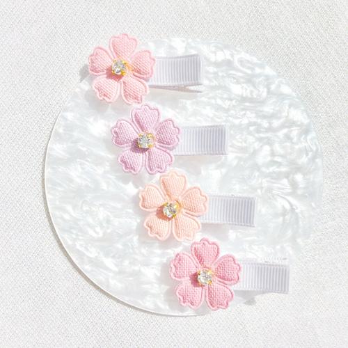 桜♡お花見♡ベビーヘアクリップ ヘアゴム ハンドメイド商品